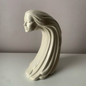 Vintage Ceramic Woman of the Wind Sculpture, Wind Spirit Woman. Kitschy Art